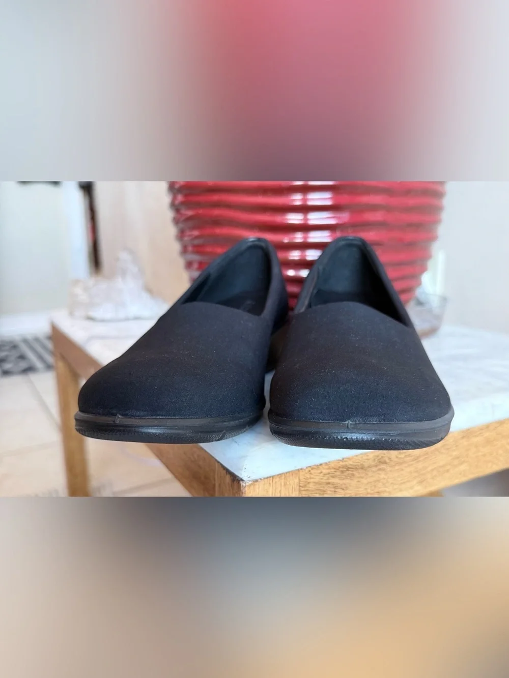 ECCO Felicia Stretch Shoes Black Leather Textile Slip On Women’s EU 40 US 9